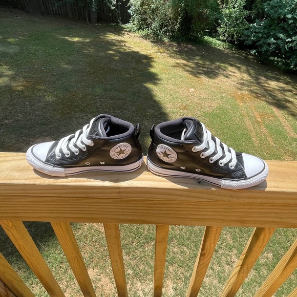 Converse Black Leather Sneakers Size 13 - Picture 5 of 16